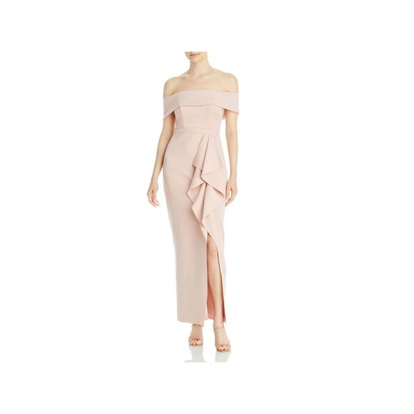 AQUA FORMAL Womens Coral Zippered Ruffled Wrap Style Skirt Lined Sleeveless V Neck Maxi Hi-Lo Dress main image 1